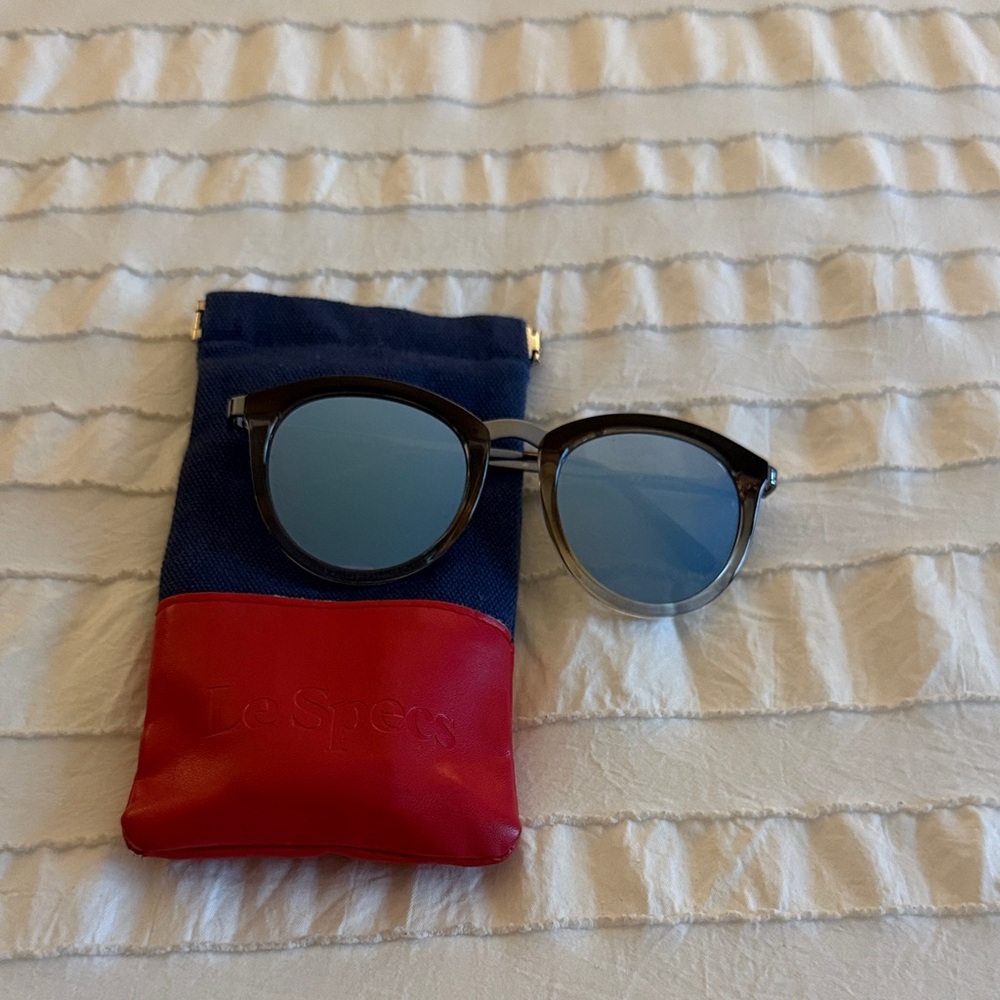 Le Specs Black Frame Sunglasses with Blue Lenses